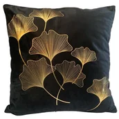 Poduszki dekoracyjne - Poduszka velvetowa Gold Ginkos 40 x 40 cm czarna - miniaturka - grafika 1