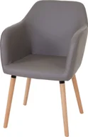 Krzesła - Krzesło do jadalni Malmö T381, krzesło kuchenne, design retro 50s ~ imitacja skóry , taupe-szary, jasne nogi - miniaturka - grafika 1