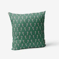 Ozdoby bożonarodzeniowe - Poduszka świąteczna - Laski cukrowe - zielony - miniaturka - grafika 1