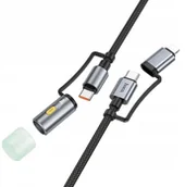 Kable USB - Kabel All-in-one USB C / Lightning do USB C / LED Light Hoco PD 3A 60W 1,2 m U138 czarny - miniaturka - grafika 1