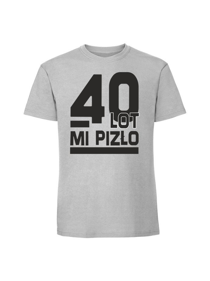 Męska koszulka z nadrukiem - 40 LOT MI PIZŁO Pastelowy szary S