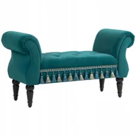 Ławki do przedpokoju - Tapicerowana ławka, Ławka w stylu vintage, do 150 kg, 117x40x58 cm, Zielony - miniaturka - grafika 1