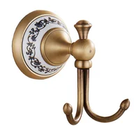 Wieszaki łazienkowe - Antyczny brąz, niebiesko-biały wieszak na ręczniki z porcelany, wieszak ścienny na akcesoria łazienkowe - miniaturka - grafika 1