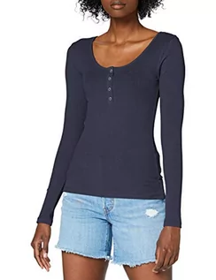 Koszulki i topy damskie - PIECES Kitte Long Sleeve Ribbed Top, niebieski (Ombre Blue), S - grafika 1