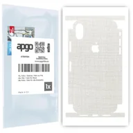 Szkła hartowane na telefon - Folia naklejka skórka strukturalna na TYŁ+BOKI do Apple iPhone X -  Tkanina Biała - apgo SKINS - miniaturka - grafika 1