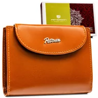 Portfele - Elegancki skórzany brązowy portfel damski mały składany na zatrzask PETERSON poziomy rozbudowany na karty i gotówkę ochrona RFID pudełko na prezent - miniaturka - grafika 1