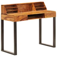 Biurka - vidaXL vidaXL Biurko, 110x55x94 cm, lite drewno sheesham i stal - miniaturka - grafika 1