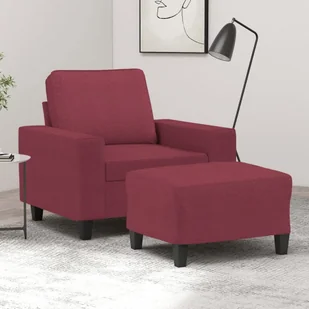 vidaXL Fotel z podnóżkiem, winna czerwień, 60 cm, obity tkaniną - Fotele - miniaturka - grafika 1