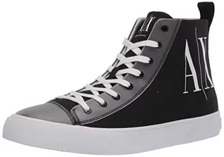 Sneakersy męskie - Armani Exchange Męskie sneakersy SNK P.cot.Twill+TPU+, wysokie, Czarne logo Black White 00002, 46 EU - grafika 1