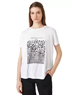Koszulki i topy damskie - Koton Damska koszulka w panterkę z krótkim rękawem Crew Neck, Off White (001), XXL - miniaturka - grafika 1