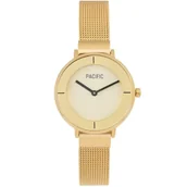 Zegarki damskie - Złoty damski zegarek z bransoleta mesh PACIFIC X6099-07 - miniaturka - grafika 1