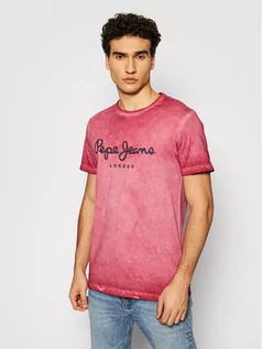 Koszulki męskie - Pepe Jeans T-Shirt West Sir New PM508009 Różowy Regular Fit - grafika 1