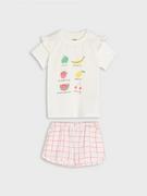 Śpiochy dla niemowląt - Sinsay - Komplet: koszulka i szorty - kremowy - miniaturka - grafika 1