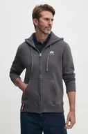 Bluzy męskie - Alpha Industries bluza męska kolor szary z kapturem z nadrukiem 118342 - miniaturka - grafika 1