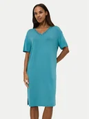 Piżamy damskie - Triumph Koszula nocna Timeless Sensuality 10222628 Turkusowy Relaxed Fit - miniaturka - grafika 1