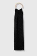Apaszki i szaliki damskie - BOSS szalik z domieszką wełny kolor czarny wzorzysty - Boss - miniaturka - grafika 1