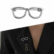 Broszki - ekskluzywna BROSZKA ozdoba do ubrań srebrne OKULARY elegancka BIŻUTERIA - miniaturka - grafika 1