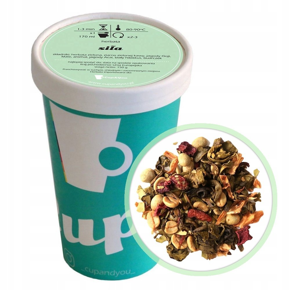 Herbata zielona SIŁA hibiskus jagody Goji Acai Mate premium na prezent 150g - herbata liściasta sypana mieszanka napar susz