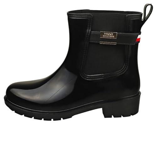 Tommy Hilfiger Damski pasek z flagą Hw Rainboot Western Boot, czarny, 38 EU, Czarny, 38 EU