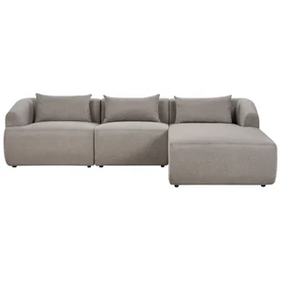 BELIANI Narożnik lewostronny 3-osobowy beżowoszary tapicerowany sofa narożna dodatkowe poduszki minimalistyczny styl - Narożniki - miniaturka - grafika 1