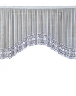 Firany - Firana gotowa 500x170 łuk,biały woal,gip.kwiat30cm - miniaturka - grafika 1