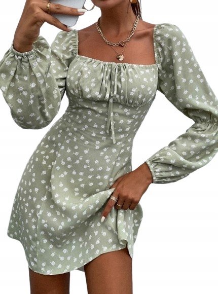 SHEIN SUKIENKA DAMSKA ZIELONA W KWIATY 38 V4I