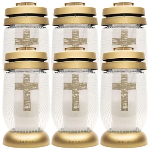 Bolsius Znicz Lampion Krzyż Złoty 36H 6 Sztuk - Lampiony i znicze - miniaturka - grafika 1