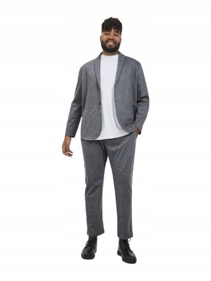 JACK&JONES GARNITUR PLUS SIZE SZARY MELANŻ MARYNARKA I SPODNIE 3XL JQA