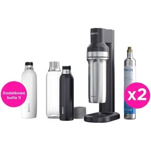 Saturator BRITA SodaTrio Czarny z dwoma nabojami dodatkowa butelka 1L - Saturatory - miniaturka - grafika 1