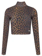 Bluzki damskie - adidas Bluzka Leopard JW2772 Brązowy Slim Fit - miniaturka - grafika 1