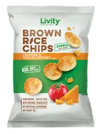 Chipsy - LIVITY Chipsy ryżowe pełnoziarniste o smaku sera Cheddar z pomidorowym sosem chutney 60g - miniaturka - grafika 1