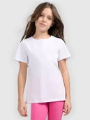 Koszulki dla dziewczynek - 4F T-shirt gładki dziewczęcy - biały 146 (10-11 lat) - miniaturka - grafika 1