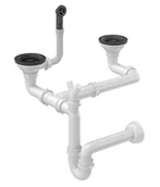 Akcesoria do armatury i ceramiki - Quadron Unique Syfon pionowy do zlewozmywaka granitowego 1,5 lub 2 komory z ociekaczem lub bez ociekacza 3,5" cala, POWER COLOR PURE CARBON, SAVE SPACE - miniaturka - grafika 1