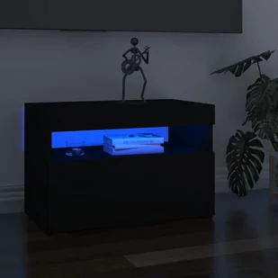 vidaXL Szafka pod TV z oświetleniem LED, czarna, 60x35x40 cm - Szafki RTV - miniaturka - grafika 1