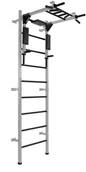 Wyposażenie sportowe i gimnastyczne - MAŁPISZON Drabinka gimnastyczna Profi szary + drążek i poręcze do dipów 2w1 250 kg - miniaturka - grafika 1
