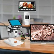 Mikroskopy i lupy - MIKROSKOP CYFROWY 8 LED + KAMERA HD + MONITOR LCD 50X-1000X - miniaturka - grafika 1