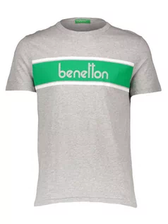 Koszulki męskie - Benetton Koszulka w kolorze szaro-zielonym - grafika 1