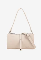 Torebki damskie - Jasnobeżowa Torebka Mała Listonoszka z Suwakiem Paskiem i Rączką Lumineae - miniaturka - grafika 1