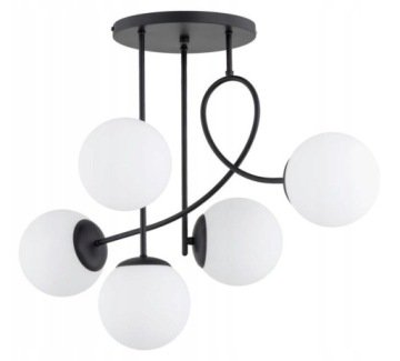 Lampa Wisząca Zwis Alfa Modern 63358 Białe Szklane Kule Żyrandol Czarny