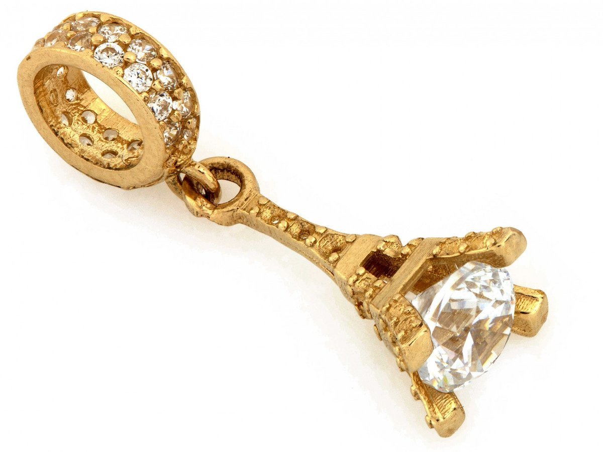 Charms Zawieszka Złota 585 14k Wieża Eiffla z Cyrkoniami 1.33g
