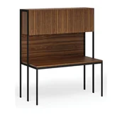 Zestawy mebli biurowych - Zestaw HOME OFFICE, czarny/orzech - miniaturka - grafika 1