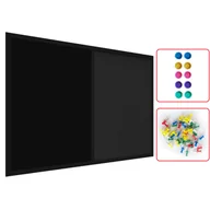 Tablice i flipcharty - Tablica COMBI korkowa czarny korek / czarna magnetyczna 60x40 rama drewniana lakierowana czarna - miniaturka - grafika 1