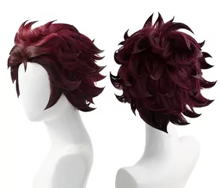 Peruka Wig Włosy Demon Slayer Manga Tanjirou Kamado Anime Cosplay - Dodatki do strojów karnawałowych - miniaturka - grafika 1