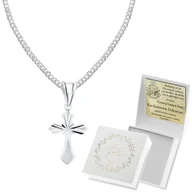 Bransoletki - Komplet srebrny z KRZYŻYKIEM frezowany PANCERKA 925 60 cm BIERZMOWANIE - miniaturka - grafika 1