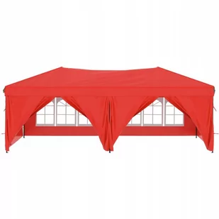 Składany namiot imprezowy ze ściankami, czerwony, 3x6 m - Pawilony ogrodowe - miniaturka - grafika 1