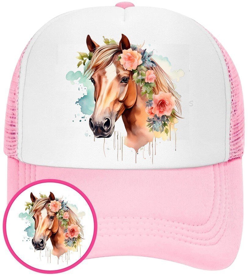 Czapka z Daszkiem Konie Koń Różowa z Nadrukiem Lato Siatka Bejsbolówka