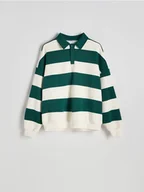 Bluzy męskie - Reserved - Bluza oversize w paski - zielony - miniaturka - grafika 1