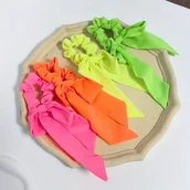 Inne - TEMU Zestaw 4-częściowy sznurków do włosów z kokardką dla kobiet - minimalistyczne sznurki z kokardką, jednolite fluoresencyjne kolory, kokardki, - miniaturka - grafika 1