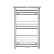 Grzejniki łazienkowe - Rebison Grzejnik łazienkowy TRM 800 biały z półką grzewczą, Szerokość - 500 mm, Grzałka elektryczna - Bez grzałki elektrycznej - miniaturka - grafika 1