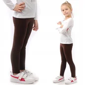 Legginsy - Legginsy dziecięce długie bawełniane klasyczne Brązowe 152 - miniaturka - grafika 1